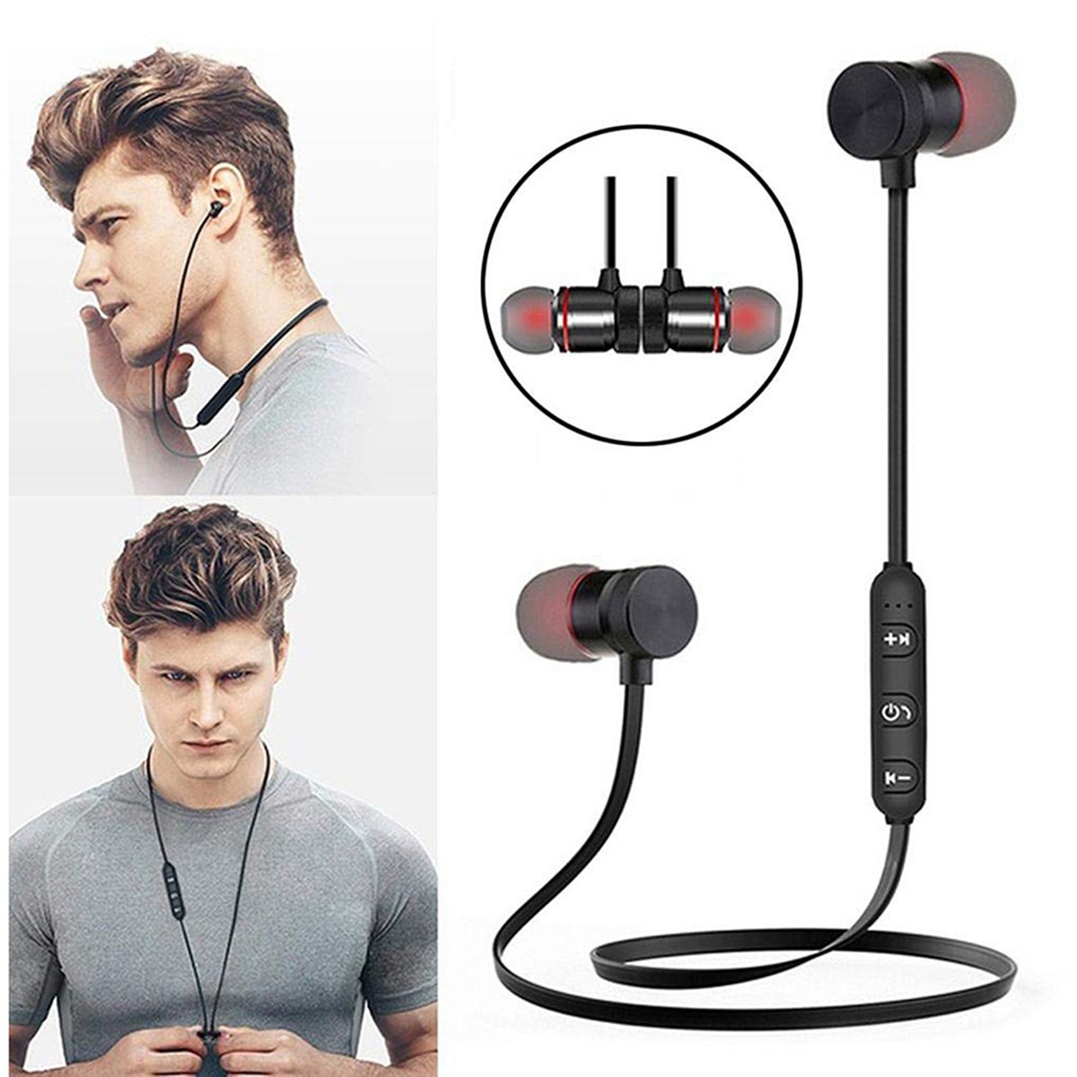 Metallic Sports Magnet Wireless Bluetooth Headphones for Android for Mobile Phone