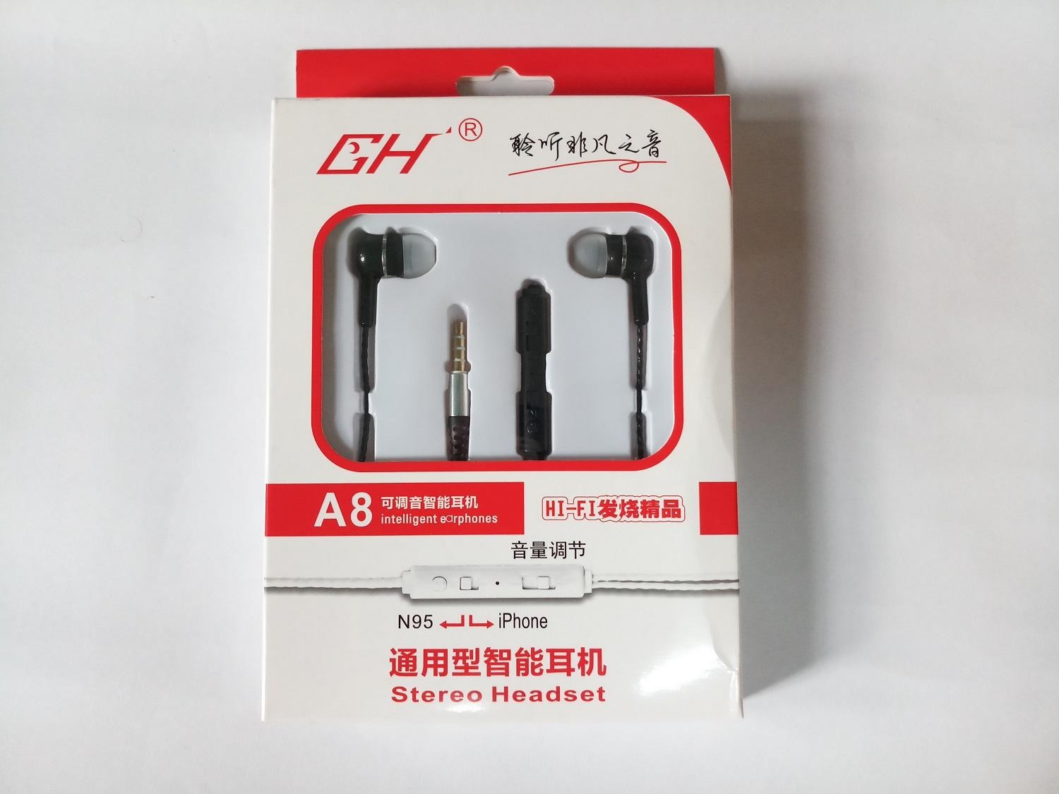 GH A8 Earphone Black & White