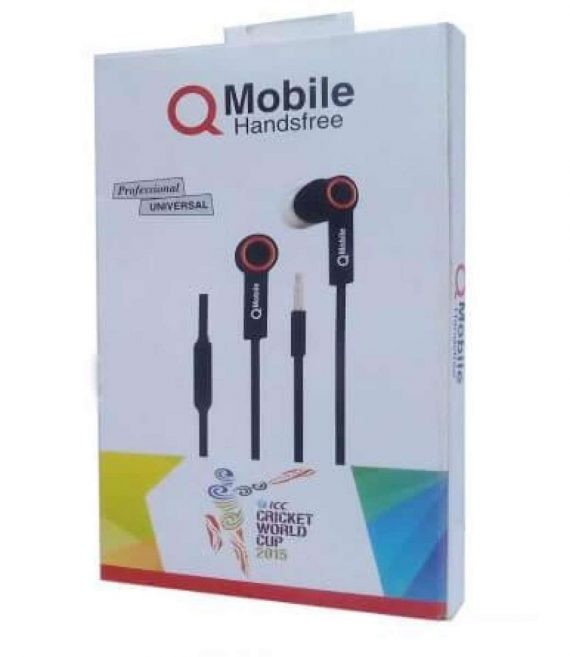 Qmobile earphone black white Q Mobile (with packet)