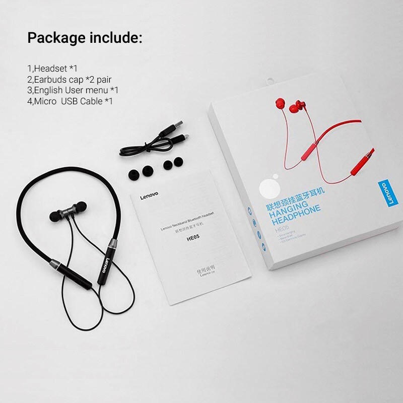 Lenovo HE05 Wireless Bluetooth 5.0 in Ear Neckband Earphones with