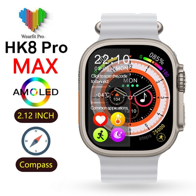 Original HK8 PRO MAX 1.2" AMOLED Screen Smart Watch 49MM Series 8 Compass