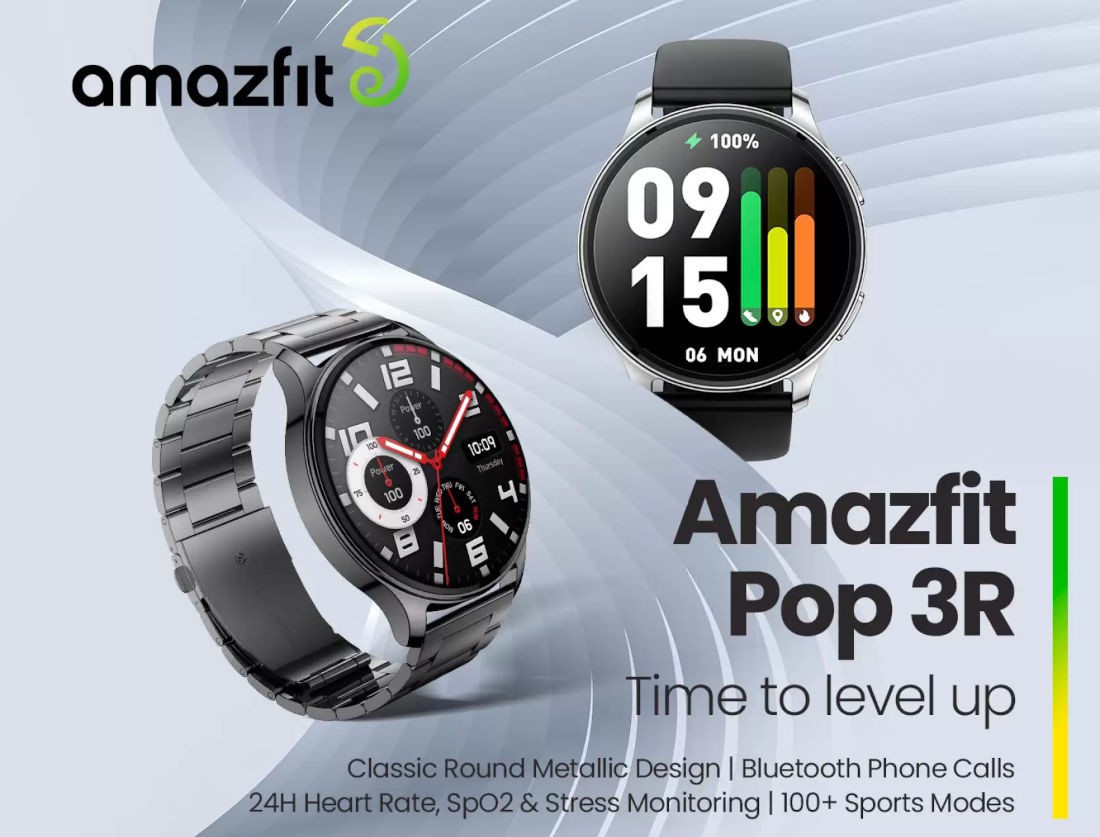 Amazfit POP 3R HD Amoled Calling Smartwatch - Black Color